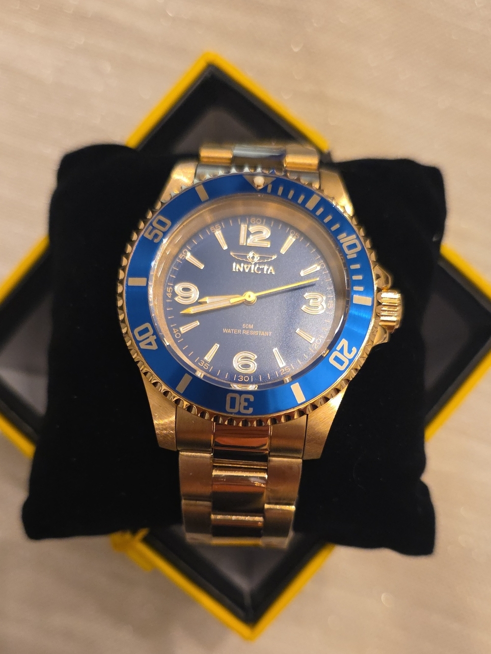 201.  Invicta Men's Pro Diver Gold With Blue Face & Bezel